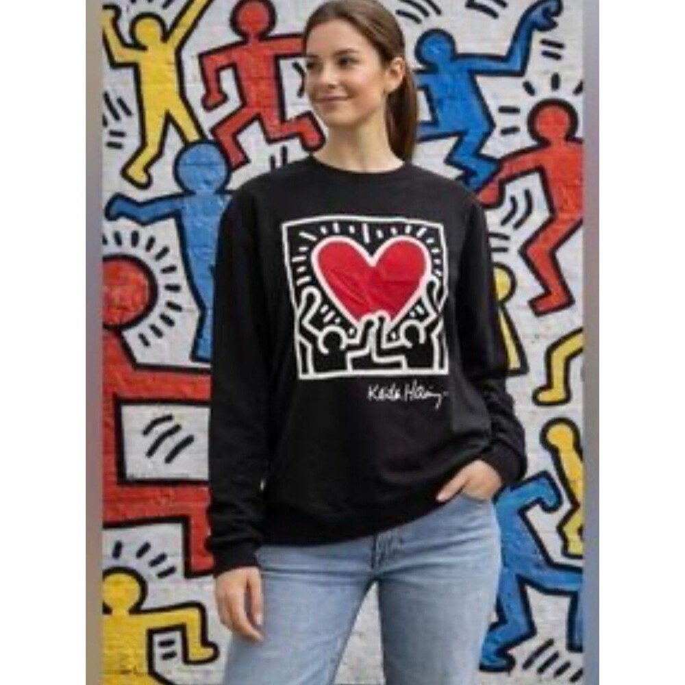 Keith Haring Black Heart Graphic Sweatshirt - Women's